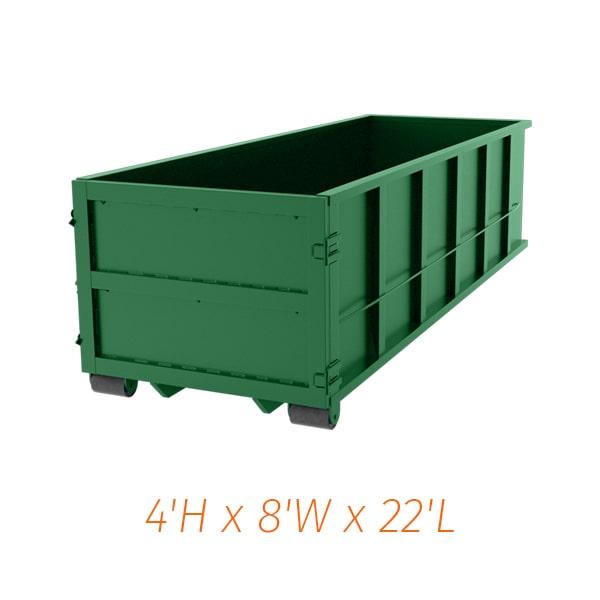 it is recommended to look into alternative disposal methods for large items that cannot fit in a twenty yard dumpster